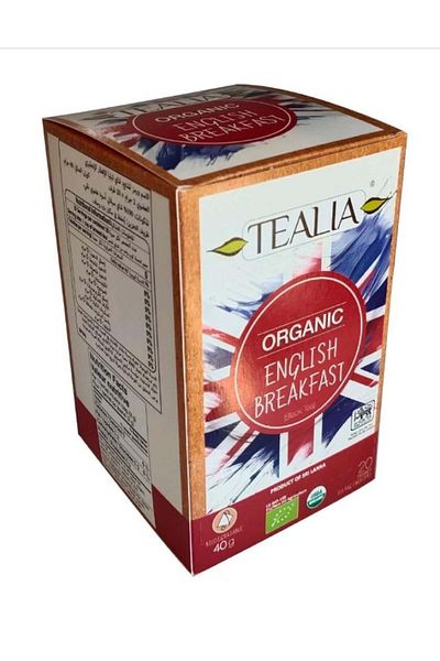 TEALIA Tilia Organic English Breakfast Tea Box (2g x 20 Pyramid Sachets)