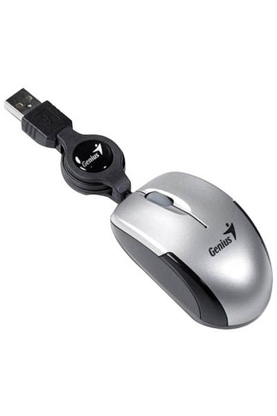GENIUS Mouse Optic MicroTraveler V2, 1200 DPI, cablu retractabil, USB, Silver