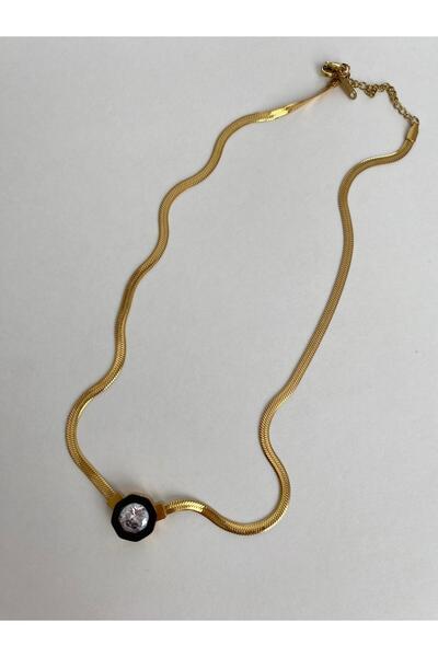 marsel aksesuar Serenay Çağla Italian Chain Gold Steel Necklace