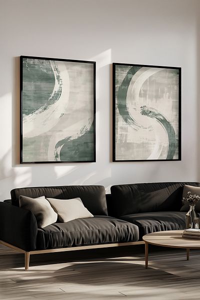 STARYUNA Modern Set of 2 Paintings with Black Wooden Frame Yuna17