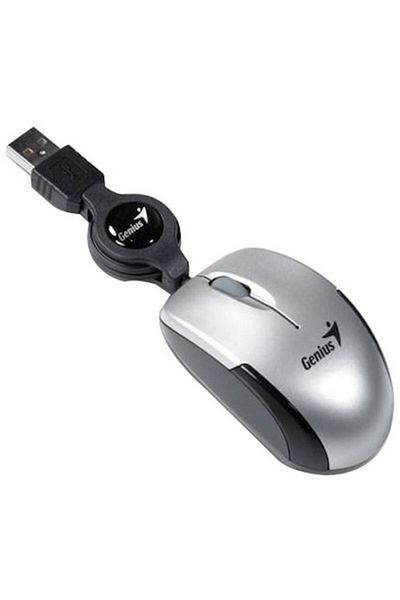 GENIUS Mouse Optic MicroTraveler V2, 1200 DPI, cablu retractabil, USB, Silver