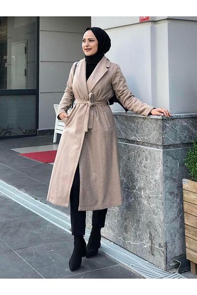 MERVEN AKYÜZ Anja Παλτό Σάλι Μινκ