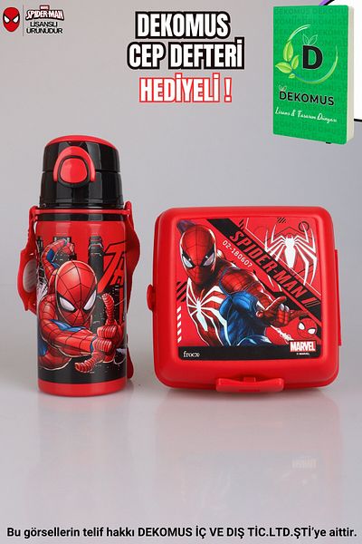 SPIDERMAN New Season Licensed 500 ml Steel Bottle and 2-Layer Lunch Box / Lunch Box Set "Dekom