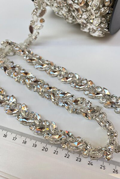 Limelia Ütüyle Yapışan Küçük Mekik Taşlı Abiye Şerit Bordür