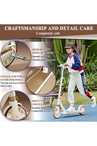 AZAF Rally Kick Scooter for Ages 6+ Kid Teens & Adults Solid Tires Big Wheels for Kids