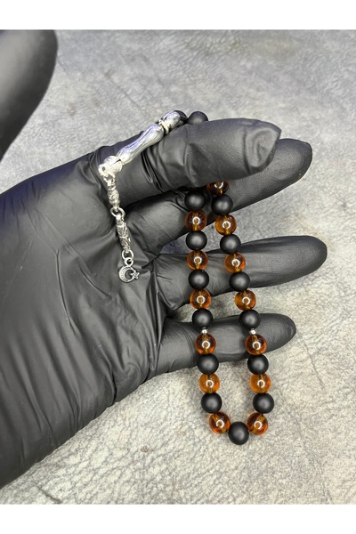 Mos Tespih سبحة من الحجر الطبيعي الزجاجي مزدوجة اللون موديل Ben-Ra