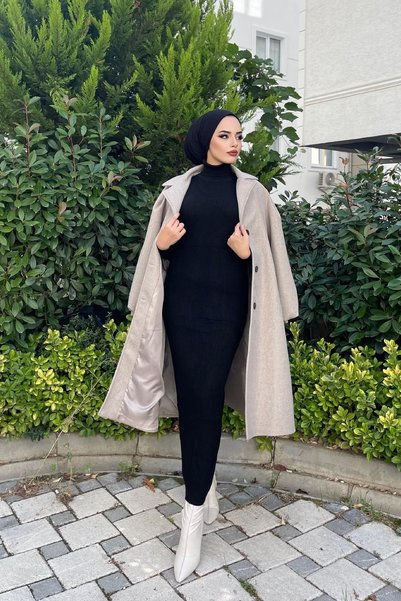 MERVEN AKYÜZ Triko Elbise Siyah