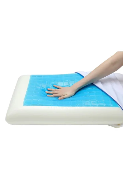KBOX Memory foam pillow with a cool gel layer for heat reduction and head and neck support, size 70 x 40 cm
