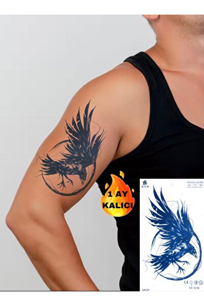 Mecit Tuhafiye 1 AY KALICI KARGA KUŞ KOL BİLEK VUCUT İÇİN GEÇİCİ DÖVME