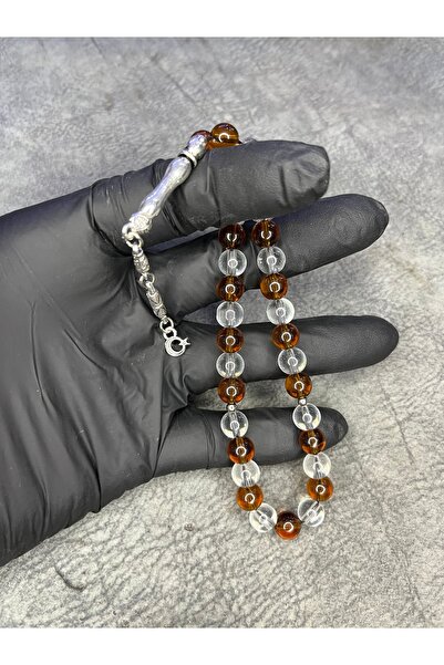 Mos Tespih سبحة من الحجر الطبيعي الزجاجي مزدوجة اللون موديل Ben-Ra