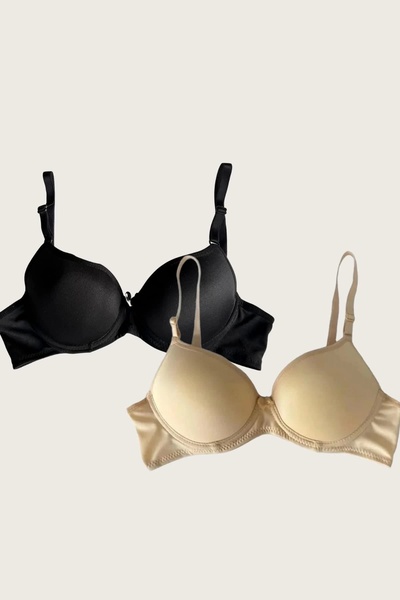 Secretsita EVERYTHING TREND Litae Black-Tan 2-pachet Sutien cu susținere ziln...