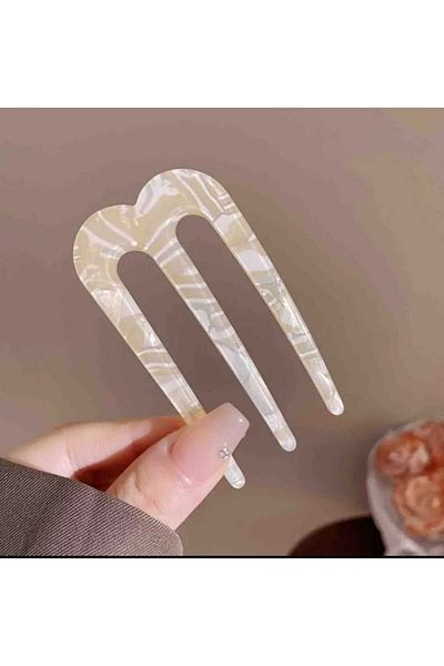 Natural 3 Teeth U Shape Acrylic Hair Clip