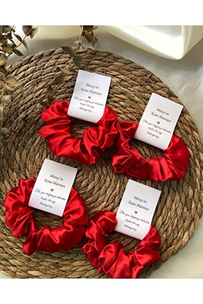 KINACIKIZ 15 Adet Kına Gecesi Için Isme Özel Kırmızı Saten Saç Tokası – Kına ...