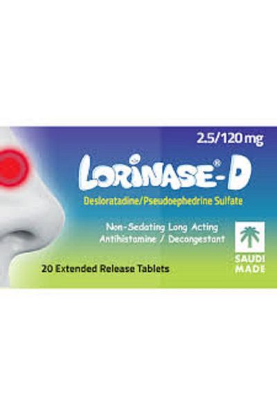 SPIMACO Lorinase-D 2.5/120 mg 20 Extended Release Tablets