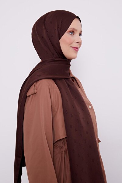 İLKYAZ LEVİDOR LVD Τυπωμένο Ζακάρ Σάλι Bitter Brown