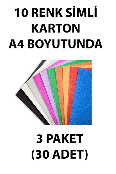 everart A4 Simli Fon Kartonu 10 Karışık Renk 3 Paket