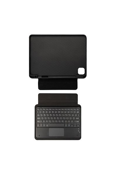 Cep Plus iPad Air 11 2025 M3 CPPL Border Keyboard حافظة كمبيوتر لوحي مزودة بلوحة مفاتيح وحامل متصل بالبلوتوث - أسود