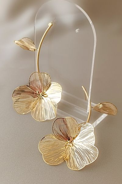 COSİTA Gold Flower Dangle Brand Model Vintage Metal Women's Earrings
