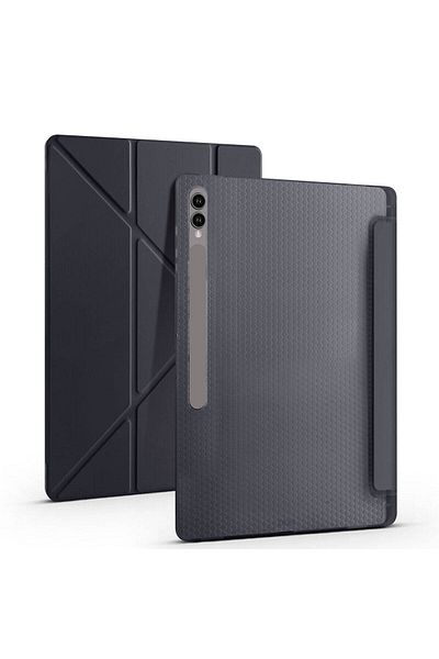 Cep Plus حافظة Galaxy Tab S10 Ultra CPPL ثلاثية الطي مع حامل ومقصورة للقلم - أزرق