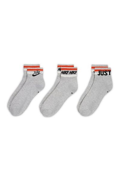 Nike , Set of unisex short socks Everyday Essential - 3 pairs, Black, Orange, Light Gray Melange, S