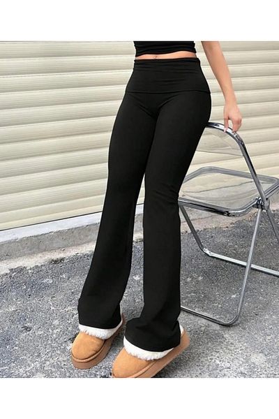 Butik Beyza Low Waist Spanish Leg Leggings Pants