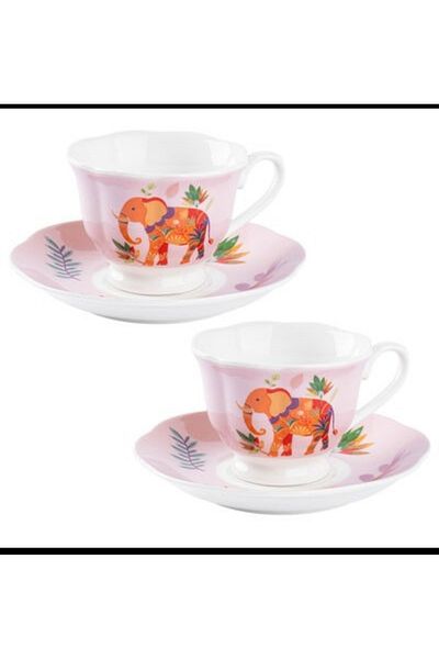 Tantitoni Elephant Patterned New Bone Coffee Cup Set