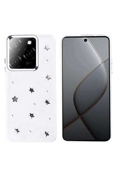 Cep Plus Tecno Spark 20 Pro 5g Case Airbag Design Silvery Transparent Cppl Pole Cover - Star