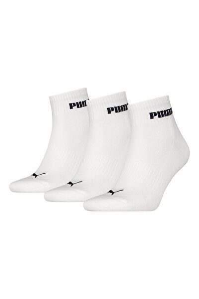 Puma , Set de sosete scurte unisex cu logo contrastant - 3 perechi, Alb, 35-38