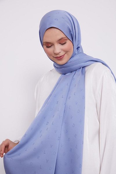 İLKYAZ LEVİDOR LVD șal jacquard imprimat albastru deschis