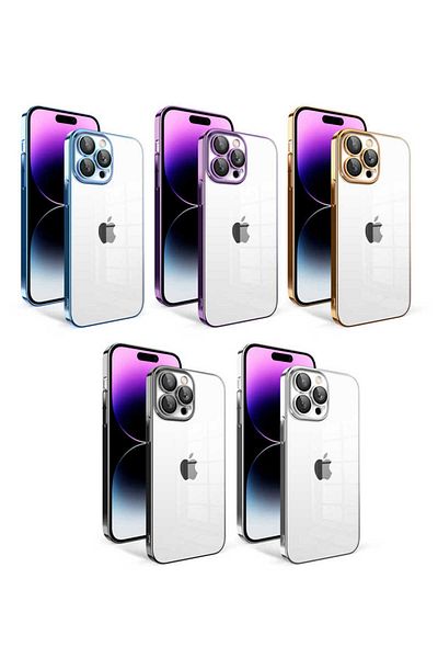 Cep Plus حافظة CPPL Garage لهاتف iPhone 14 Pro Max مع إطار ملون لحماية الكاميرا - أسود