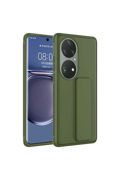 Cep Plus غطاء حماية لهاتف هواوي P50 برو CPPL Qstand - أخضر داكن