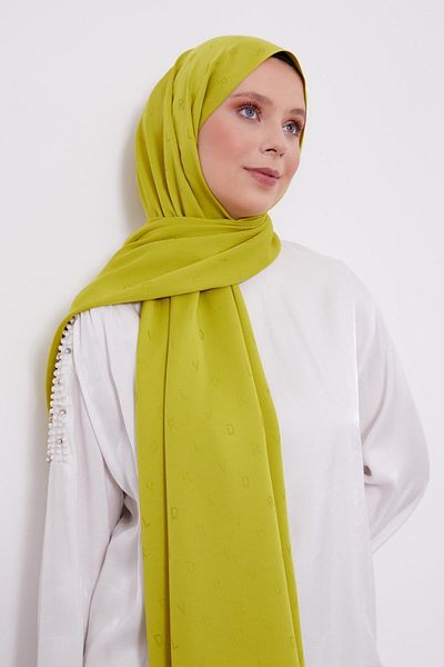 İLKYAZ LEVİDOR LVD șal jacquard imprimat verde ulei