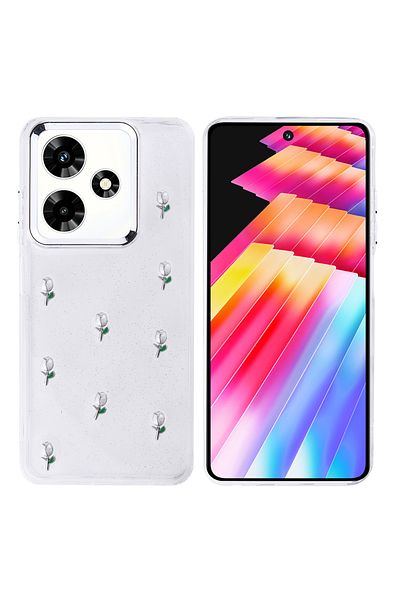 Cep Plus حافظة Infinix Hot 30 غطاء عمودي شفاف لامع بتصميم وسادة هوائية - نجمة