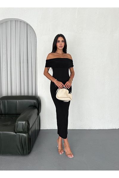 Last EGC Madonna Collar Midi Length Black Dress