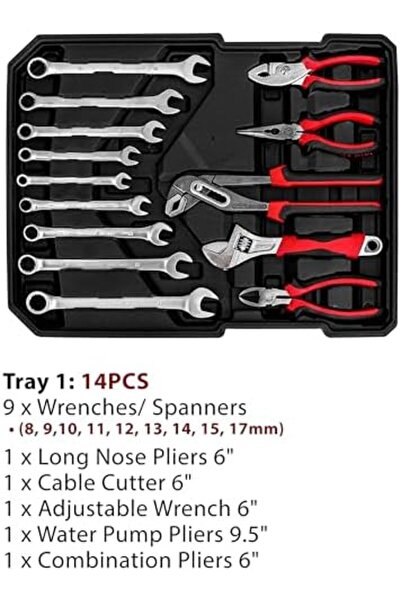 Generic Professional Tools Set 187 Pcs Mechanics Tool Kit with Sturdy Aluminum Trolley Wheel Case