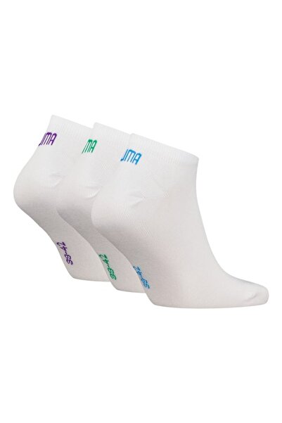 Puma , Unisex Ankle Socks - 3 Pairs, Green, White, Violet, Size 39-42