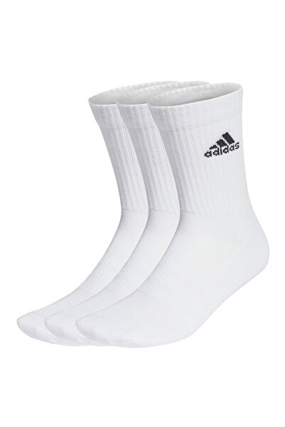 Adidas Sportswear Unisex Long Ribbed Socks Set - 3 Pairs, White, Size 37-39