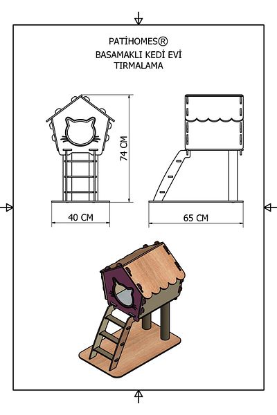 Patihomes Cat House with Ladder |   Scratching Board |   Play House