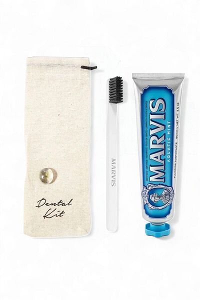 Marvis Aquatic Mint Toothpaste 85 ml + Soft White Toothbrush Dental Kit