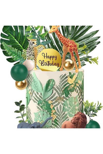 Baloane Vesele Safari Cake Decoration With Animals And Natural Elements TOP32