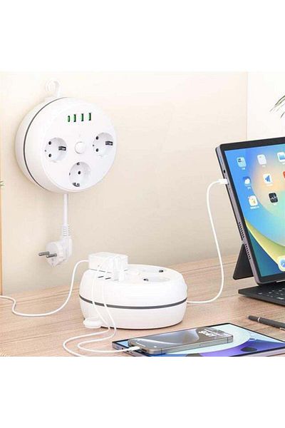 Zibox Vea Ve-26583 3-Piece 1.5 Meter Cable 3 USB / Type-C Input Current Protected Group Socket