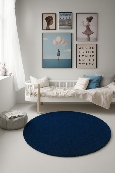 SOFT DECOR Modern Yuvarlak şekilli Salon Halısı Çocuk Odası Yolluk Kaymaz Tab...