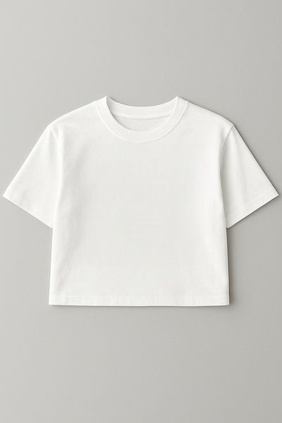 Oxlade Women's White Plain Crop T-Shirt – Basic Short Sleeve Casual Sti