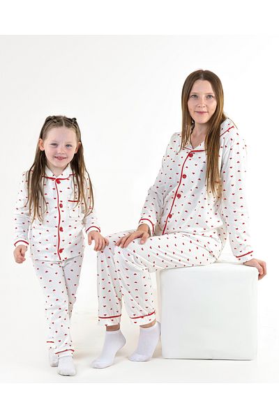 Baby Maa طقم بيجامة قطنية على شكل قلب من الأم والبنت - طقم مكون من (6 أشهر إلى 6 سنوات & S-M-L-XL)