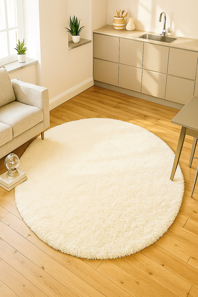 SOFT DECOR Modern Yuvarlak şekilli Salon Halısı Çocuk Odası Yolluk Kaymaz Tab...