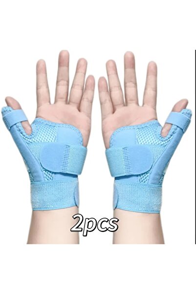 ORGANICYOU Yiwu 2Pcs Adjustable Thumb & Wrist Support Splints - Breathable Fabric Blue