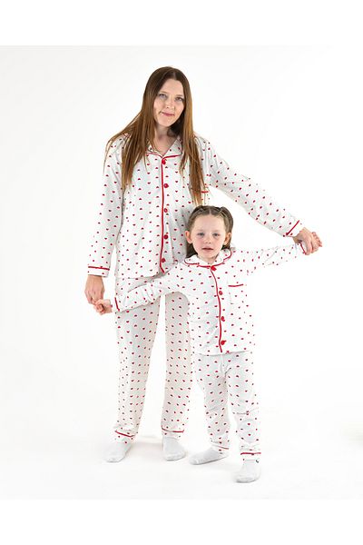 Baby Maa طقم بيجامة قطنية على شكل قلب من الأم والبنت - طقم مكون من (6 أشهر إلى 6 سنوات & S-M-L-XL)