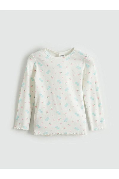LC Waikiki Lcw Kids Ecru Crew Neck Floral Girl's Pajama Set