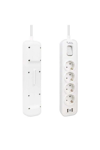 Zibox Vea VE-NOVA104U مقبس توصيل من الفئة A مكون من 4 و2 USB ومفتاح 1.5 متر