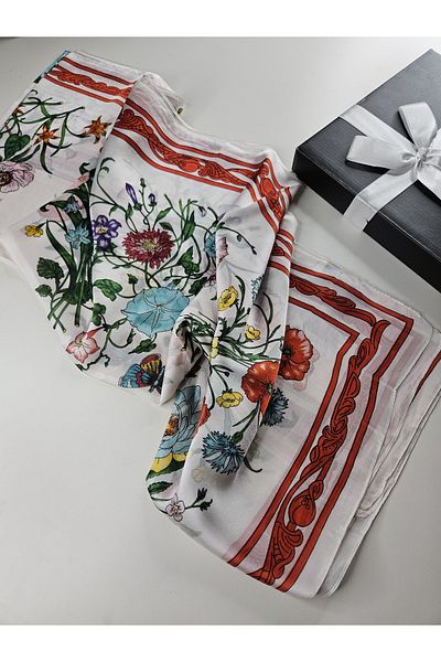 Webinay Home Flowers Voile Silk Shawl Scrafs Hijab Voile Shawl New Season